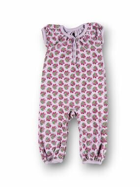 Tea Collection Floral Henley Romper Pink Purple Size 12-18 Months
